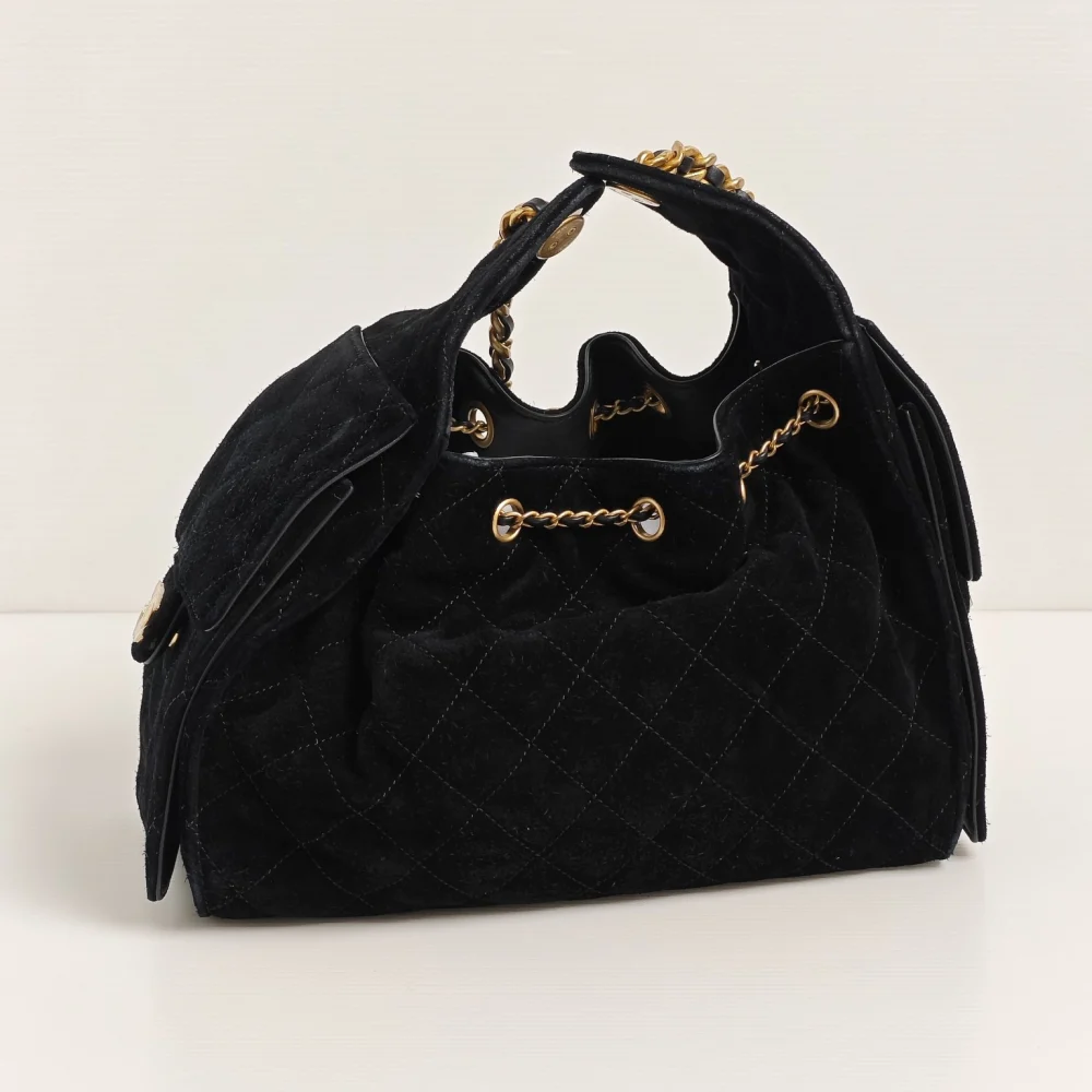 genuine pre-owned Chanel 25 small black suede - Image 11