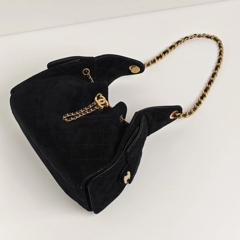 genuine pre-owned Chanel 25 small black suede - Image 6